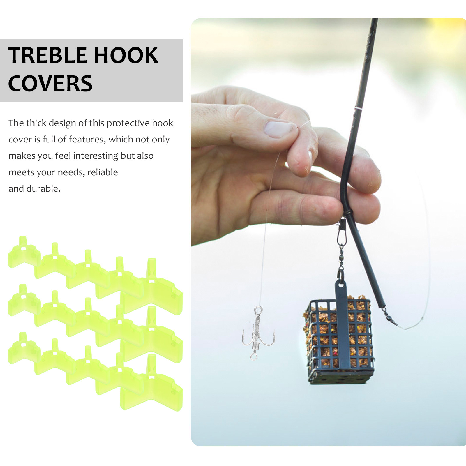 100 قطعة من أغطية حماية خطافات - مراجعة Fishing Hook Treble وسعره