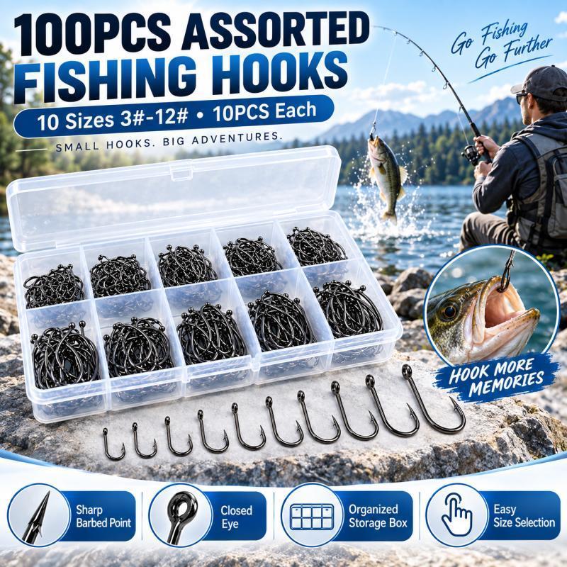 مجموعة من 100 قطعة من خطافات ا - مراجعة Fishing Hook Assortment وسعره