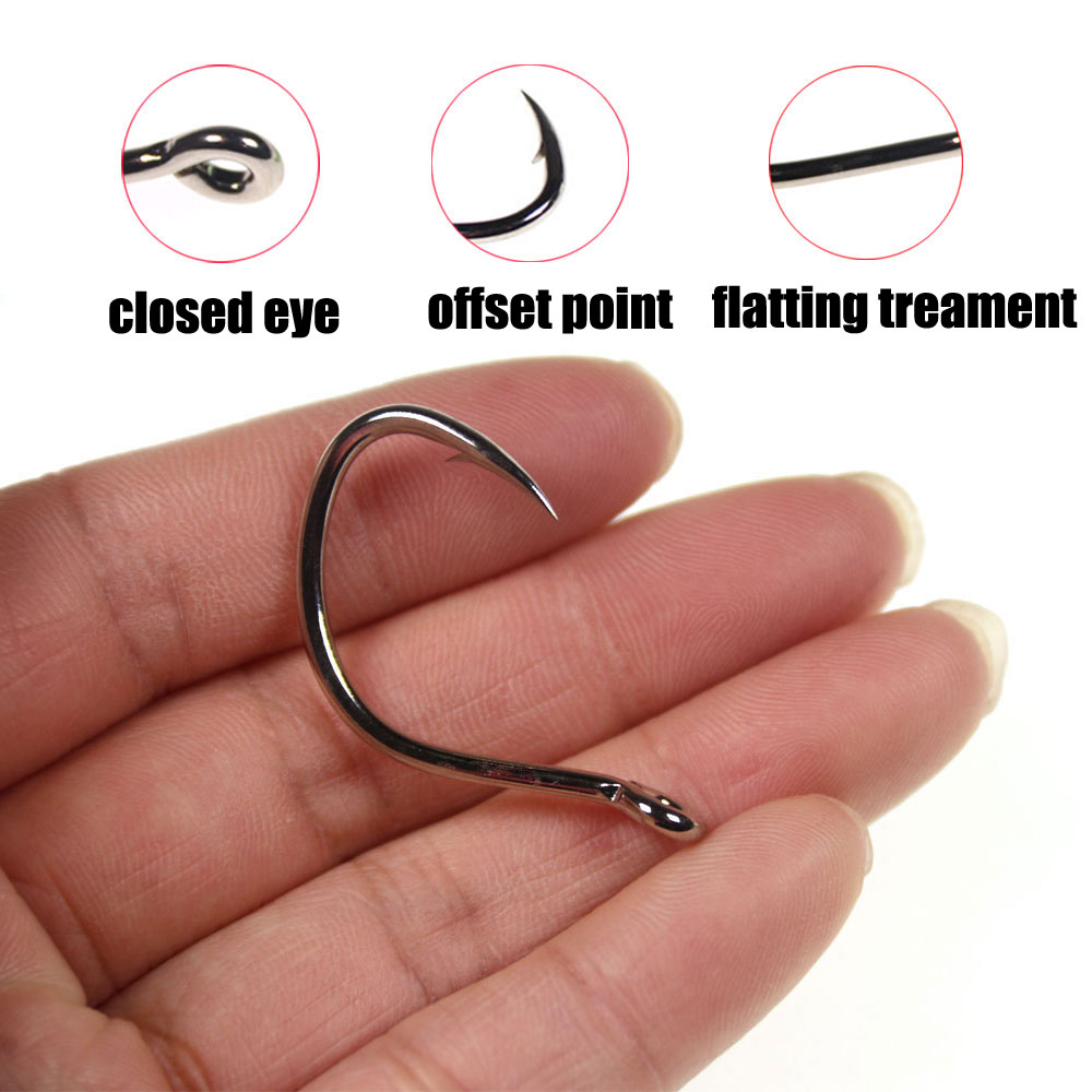 10 قطعة مشرق القصدير مطلي المض - مراجعة Fishing Hook Offset وسعره